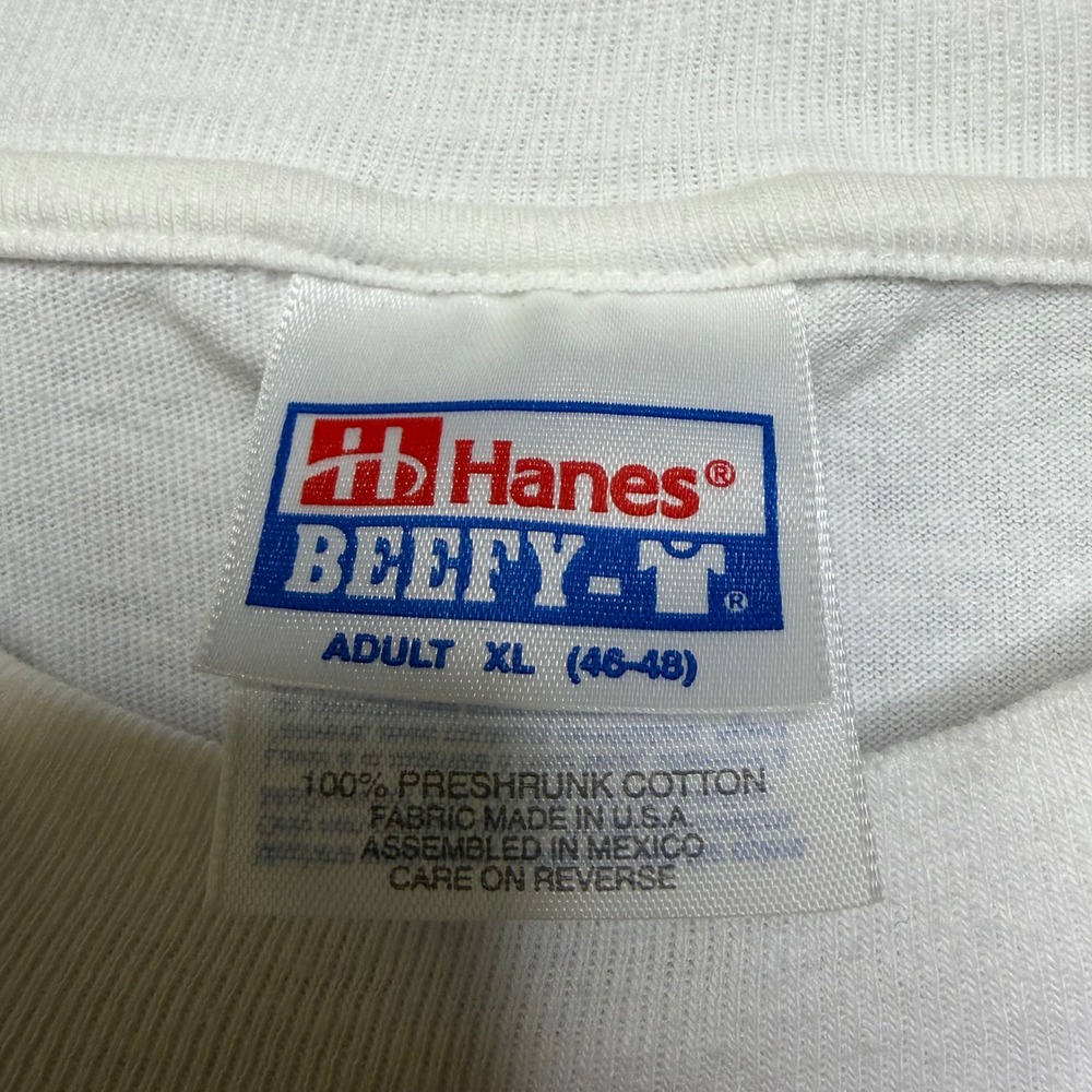 Hanes Beefy-T T-Shirt Mens XL White BandWidth Vintage 90s Rare Art Graphic Tee - Picture 5 of 13